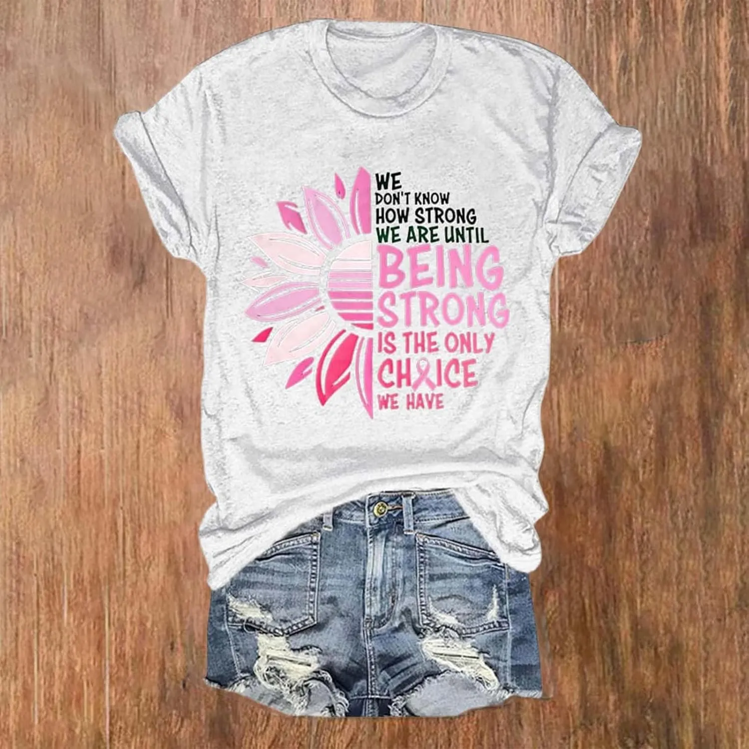 Breast Cancer Shirt for Women Funny Letter Print Cancer Awareness Tshirt Casual Crewneck Short Sleeve Graphic Tee Top