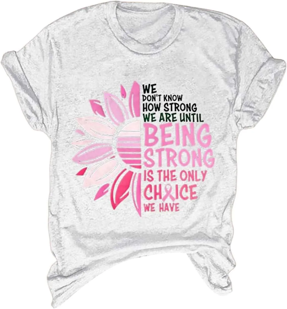 Breast Cancer Shirt for Women Funny Letter Print Cancer Awareness Tshirt Casual Crewneck Short Sleeve Graphic Tee Top