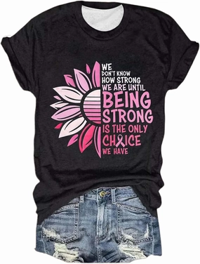 Breast Cancer Shirt for Women Funny Letter Print Cancer Awareness Tshirt Casual Crewneck Short Sleeve Graphic Tee Top