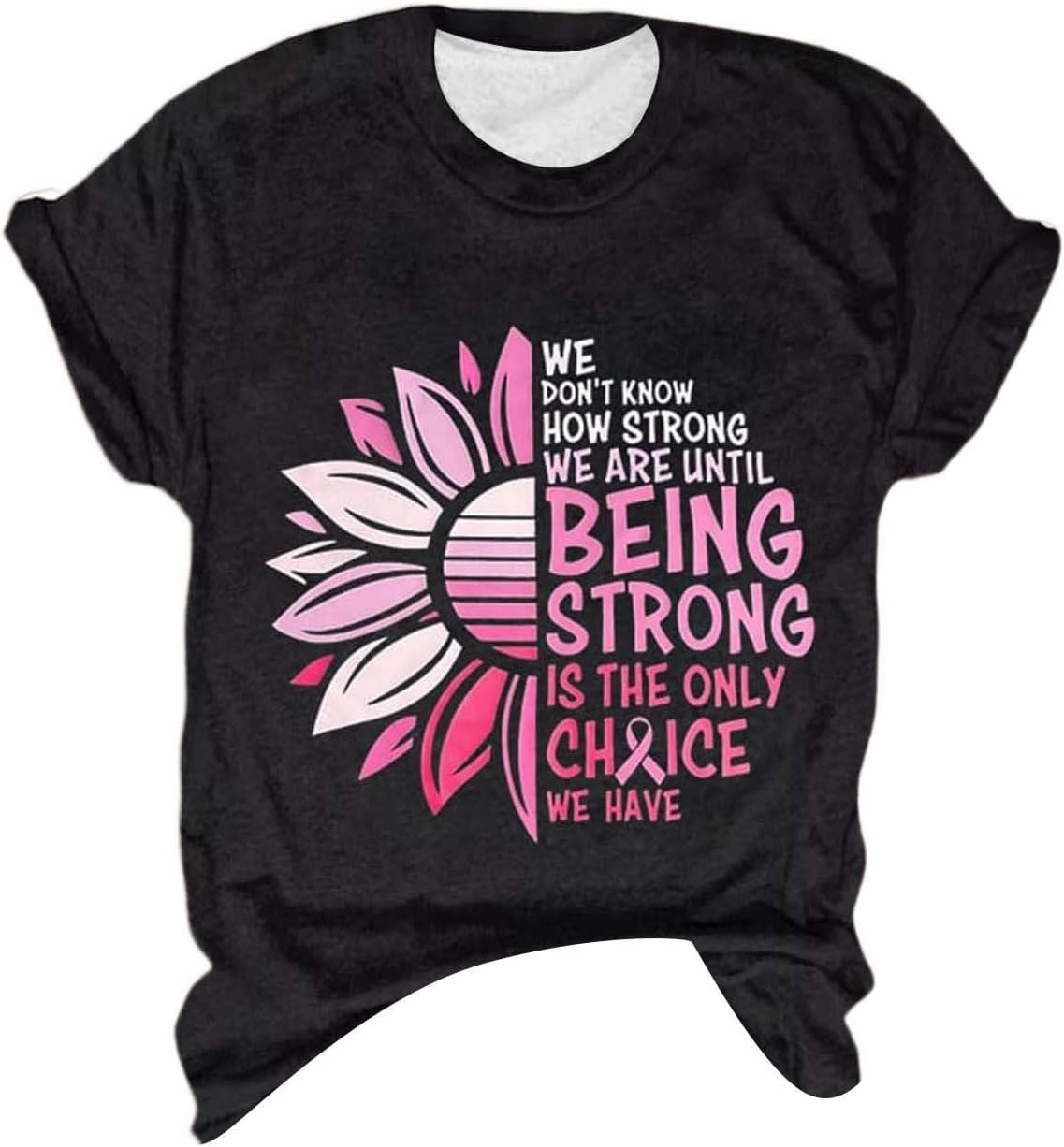 Breast Cancer Shirt for Women Funny Letter Print Cancer Awareness Tshirt Casual Crewneck Short Sleeve Graphic Tee Top