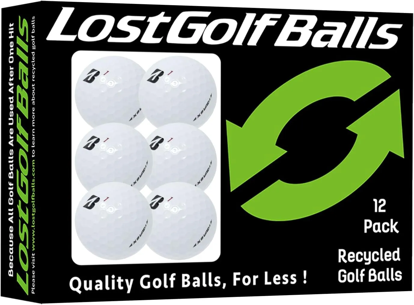 Bridgestone Tour B X Golf Balls (12 Pack) - Mint Quality, Used Golf Balls Refinished by Lostgolfballs.com, Like New with No Logos