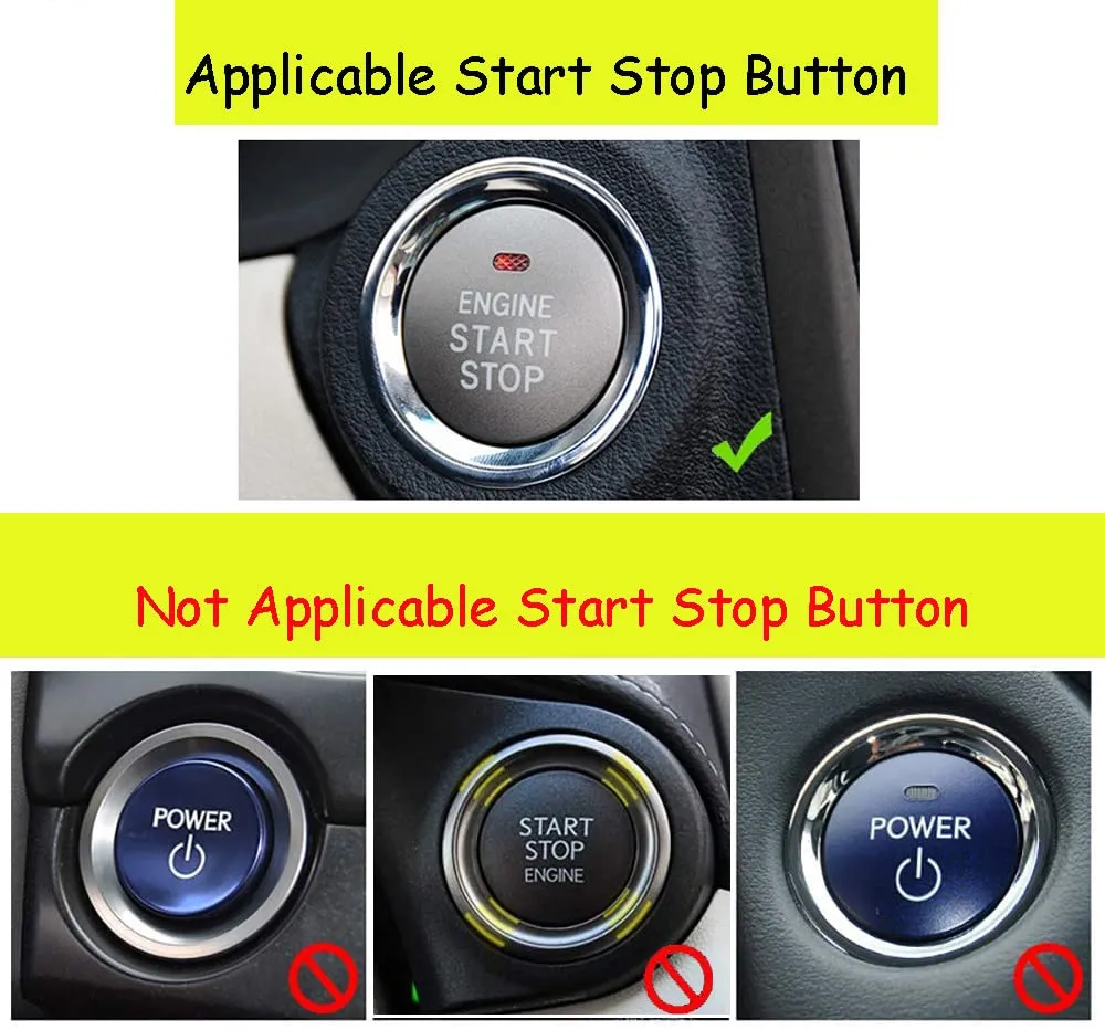 Bright Black Car Start Stop Engine Ignition Cover Auto Button Case Replacement for Lexus Toyota Subaru with Light Hole