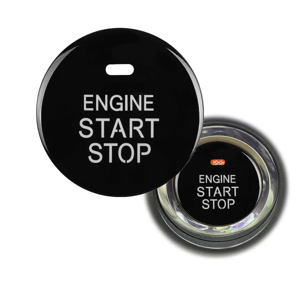 Bright Black Car Start Stop Engine Ignition Cover Auto Button Case Replacement for Lexus Toyota Subaru with Light Hole