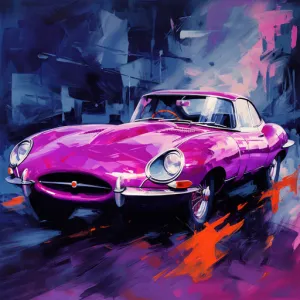 Bright purple Jaguar E Type car