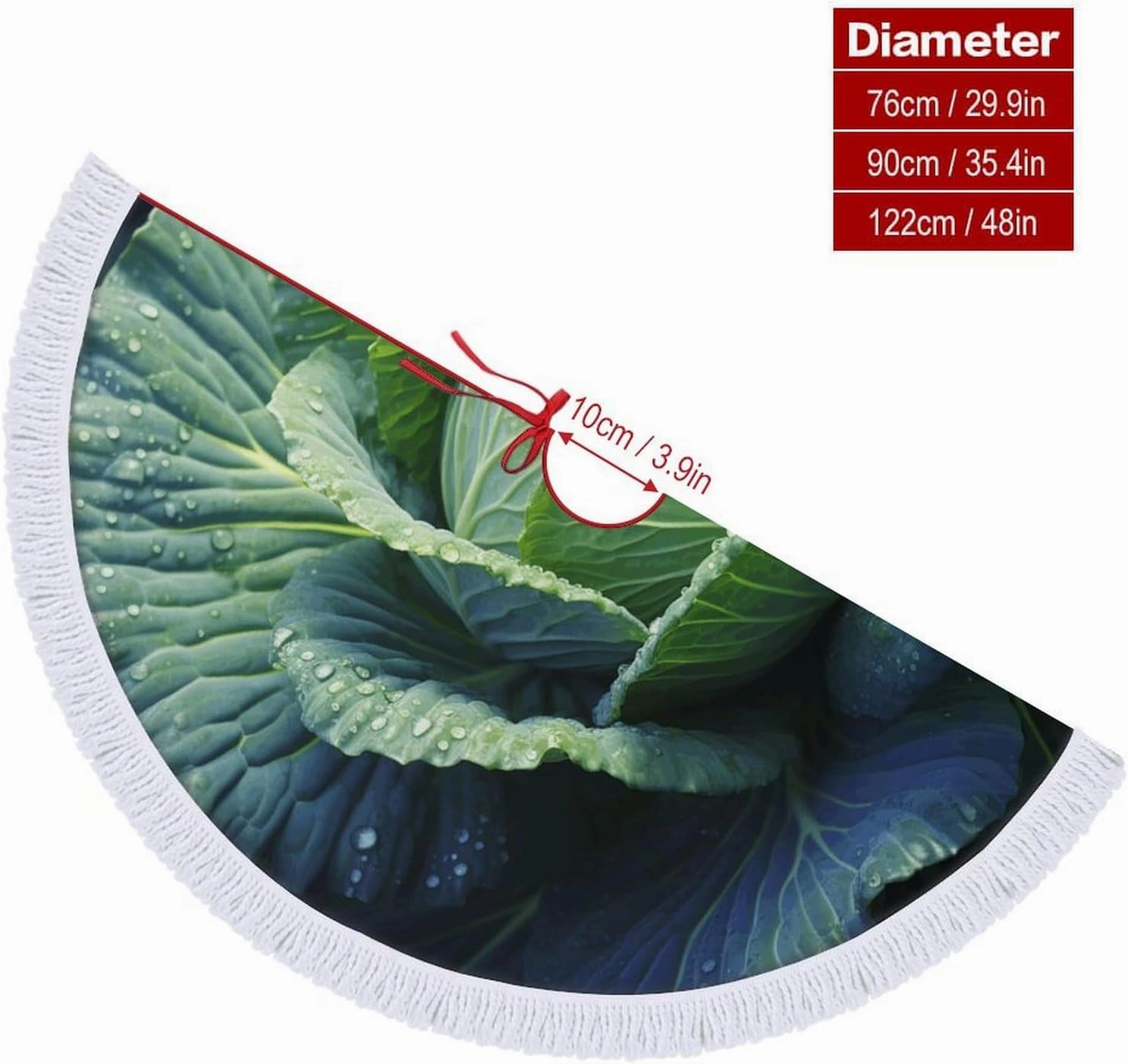 Bright Cabbage Christmas Tree Skirt 48"x48" Winter Holiday Tree Mat for Christmas Tree Decorations Thickened Christmas Tree Collar with Tassel for Farmhouse Home Christmas Decorations
