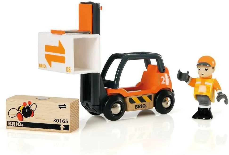 BRIO World 33573 - Wooden Toy Train Fork Lift Set - Interactive Play for Toddlers | Enhances Motor Skills | Safe & Compliant with All Safety Standards | Ideal for Kids Ages 3 and Up