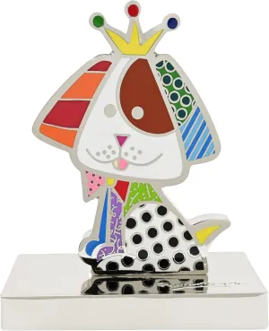 Britto Metallic Figurine - Iconic Art Collectible Sculpture, Decorative Displays for Modern Home Decor | Living Room Decor, Office Decor, Bookshelf Deco (Royalty Dog, 3.5in x 2in x 4.5in)