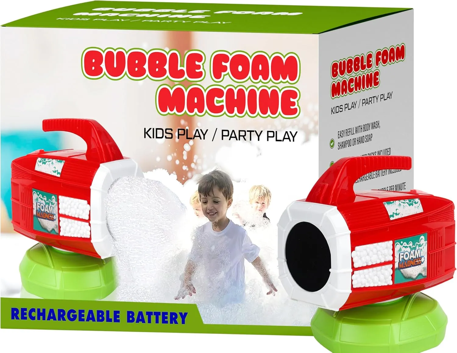 Bubble Foam Machine for Parties & Bath Fun - Portable Powerful Foam Maker with Rechargeable Battery for Outdoor & Indoor Play - Perfect for Kids Gift, Birthday,Ages 3 4 5 6 7 8 9 10 11 and Up