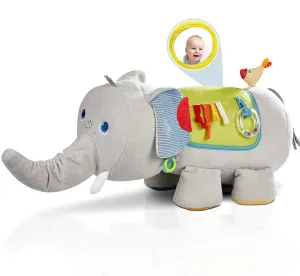 Bundaloo Large Plush Elephant Activity Toy | Colorful, Teething Ring, Rattles, Mirror | Perfect for Sensory Development | Snuggle Buddy for Babies