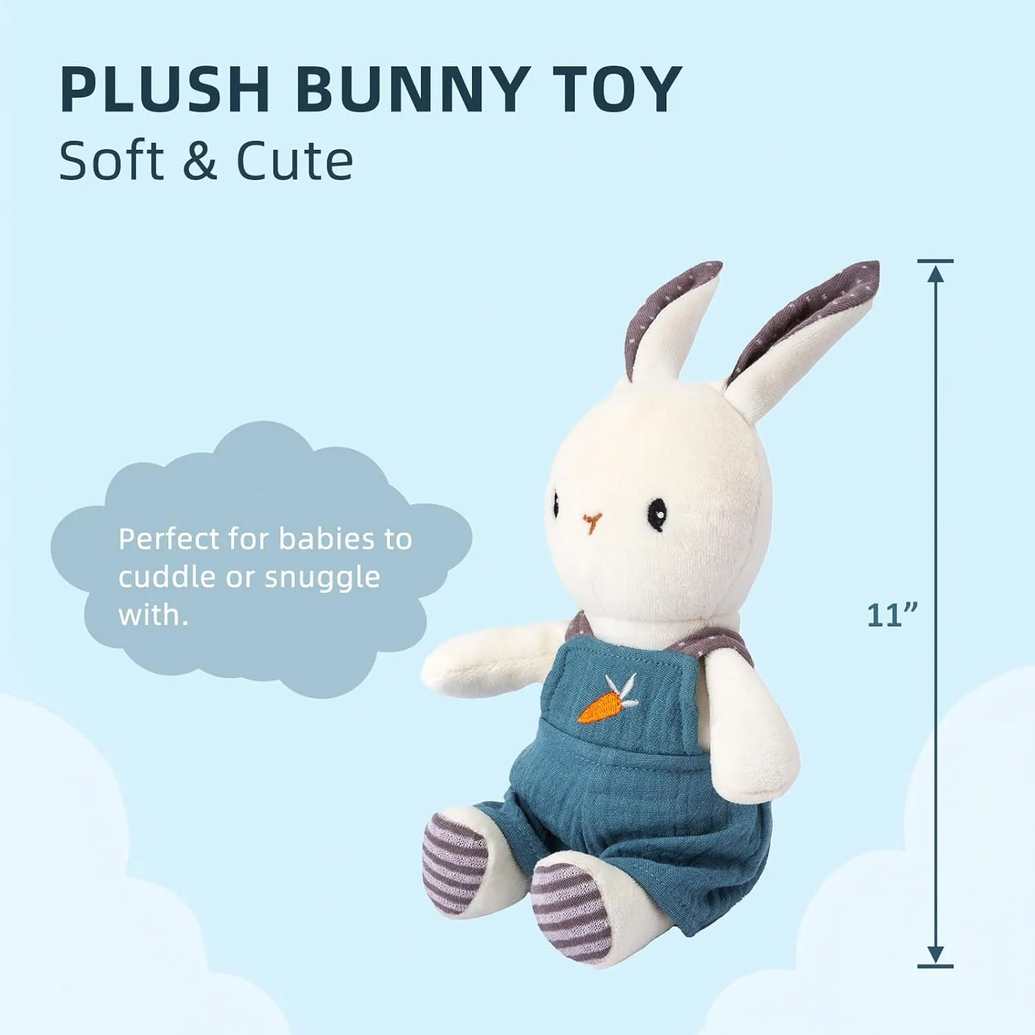 Bunny Stuffed Animal Organic Cotton Baby Plush Toys, 9" Plush Bunny Soft Cuddly Toy for Babies and Toddlers