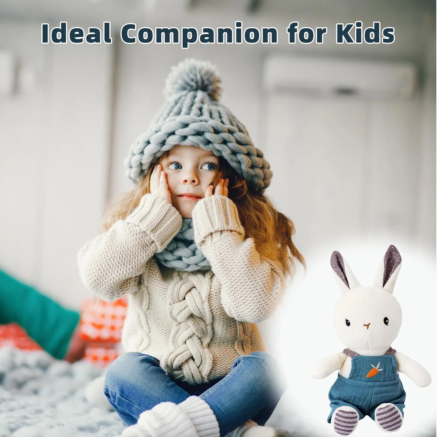 Bunny Stuffed Animal Organic Cotton Baby Plush Toys, 9" Plush Bunny Soft Cuddly Toy for Babies and Toddlers