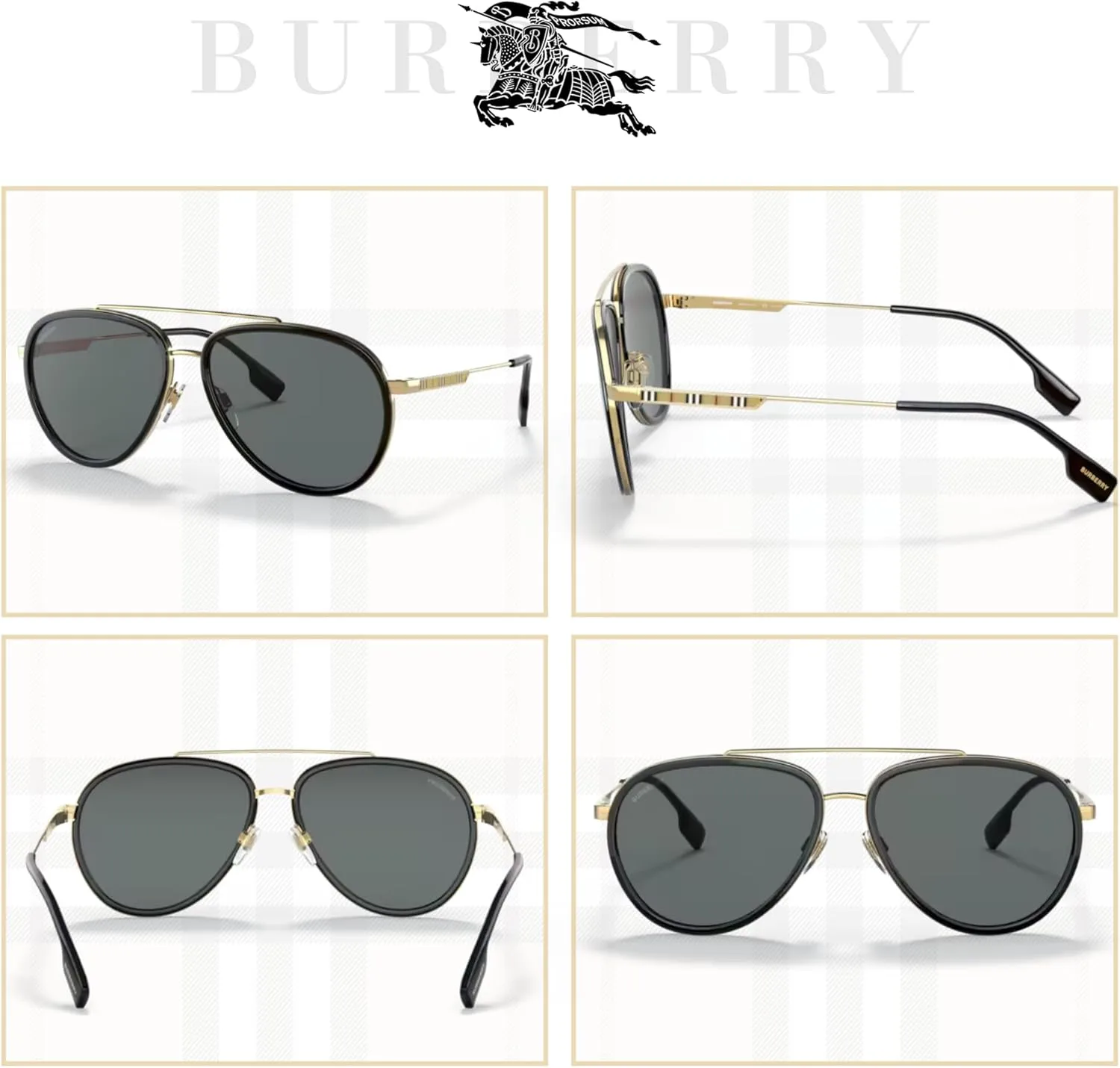 BURBERRY Oliver BE3125 Aviator Sunglasses for Men   BUNDLE With Designer iWear Eyewear Kit