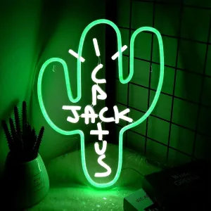 Cactus Jack LED Neon Sign - Decor Dimmable Green Jack Cactus Neon Light Up Wall Art for Bedroom Festival Decoration 15.7" X 11.8" Dimmer Home Lights for Man Cave Club Pub Beer Bar Birthday Gift
