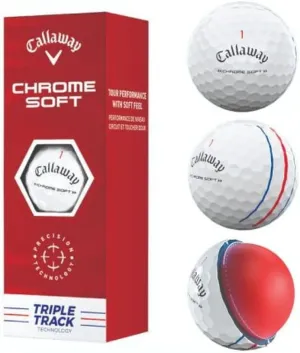 Callaway Chrome Soft Triple Track Golf Balls (White, 3pk) 1 Sleeve 2022