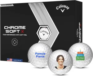 Callaway Chrome Soft X Personalized Golf Balls, Custom Logo, 12 Pack