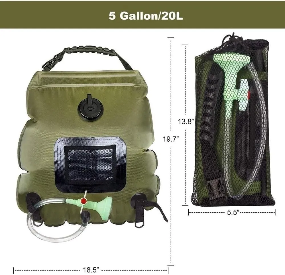 Camping Essentials Camping Shower | 5 Gallon/20 Liter, Portable Camping Shower, Outdoor Folding Shower Water Bag