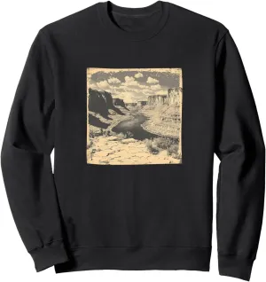 Canyon With River Vintage Landscape Graphic Sweatshirt