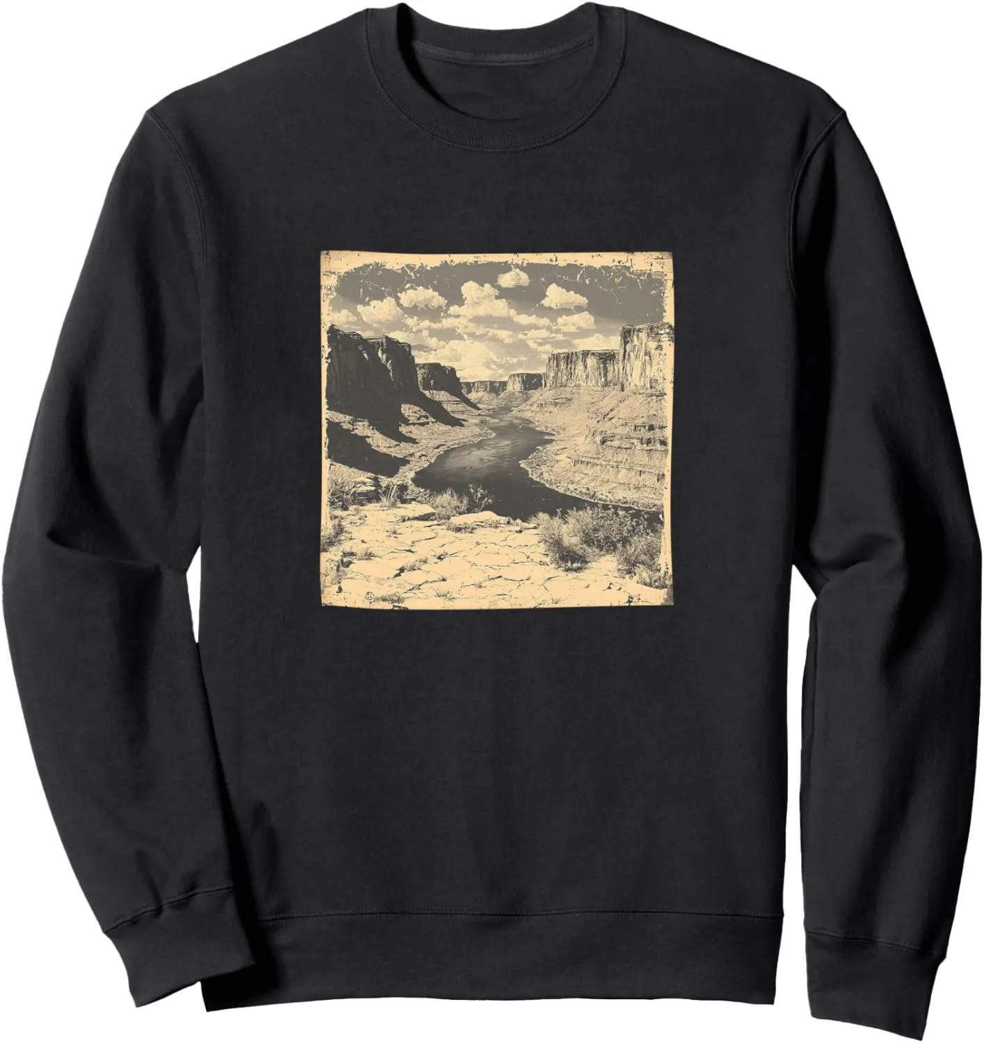 Canyon With River Vintage Landscape Graphic Sweatshirt