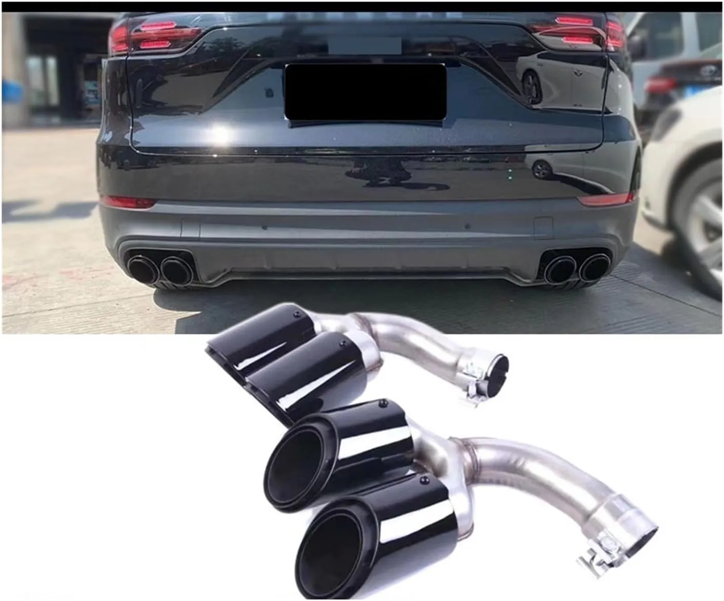 Car Accessories Muffler Compatible For Porshce Compatible For Cayenne Exhaust Tips Tail Tip(9Y0 Carbon Techart)