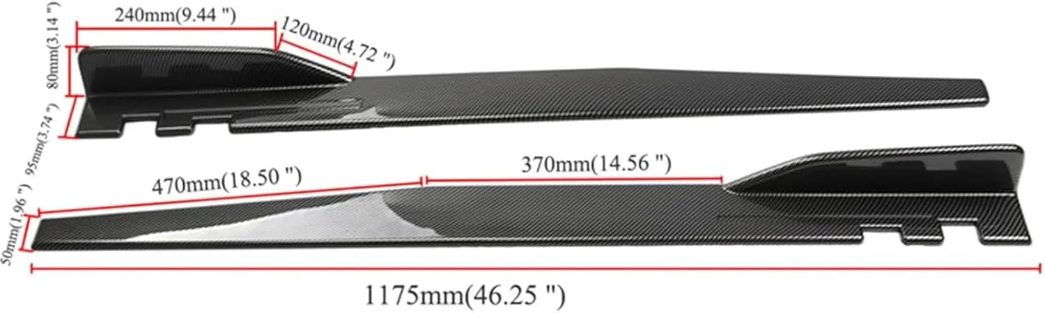 Car Body Side Skirts for Nissan Kicks 2017 2018 2019 2020 2021 2022 2023 2024, Side Skirts Extension Rocker Panel Splitter Lip, Bright Carbon Fiber