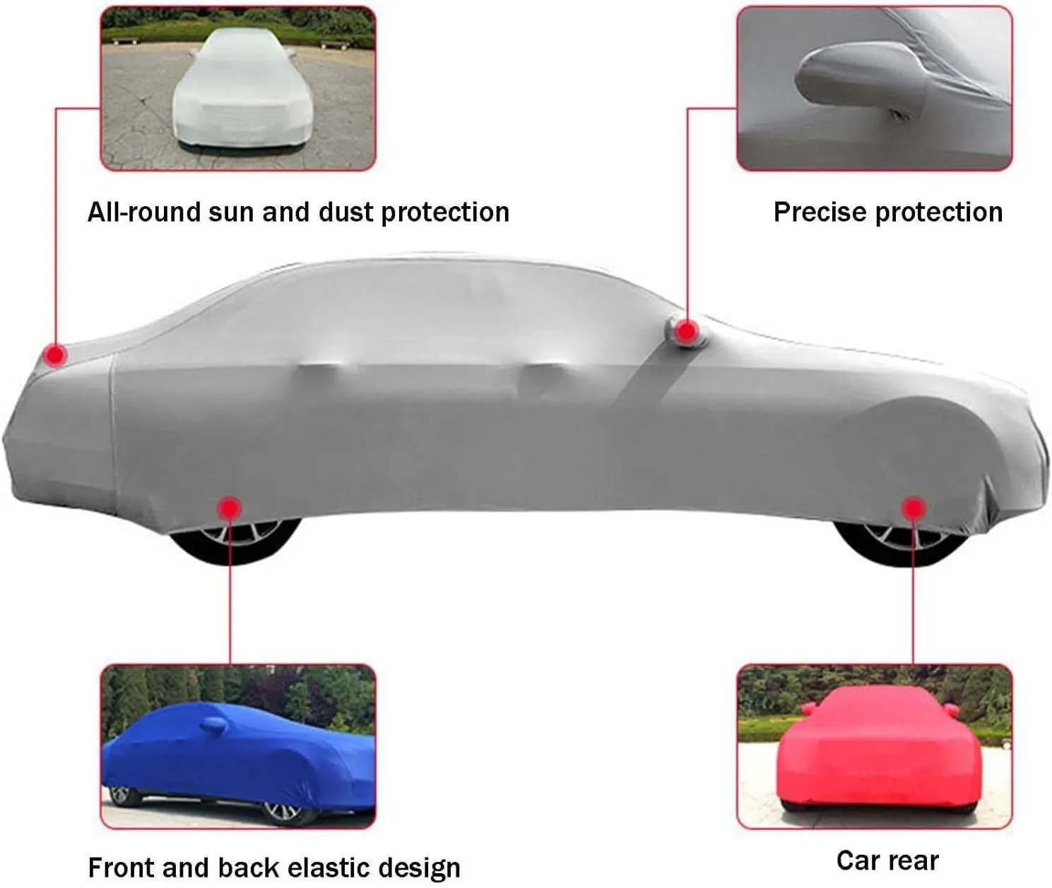 Car Cover for Lamborghini Miura P400 3.9L V12 1966-1969, Car Cover Super Soft Tarpaulin Dustproof Elastic All Weather Protection with Logo Indoor for Underground Garage Show,Grey