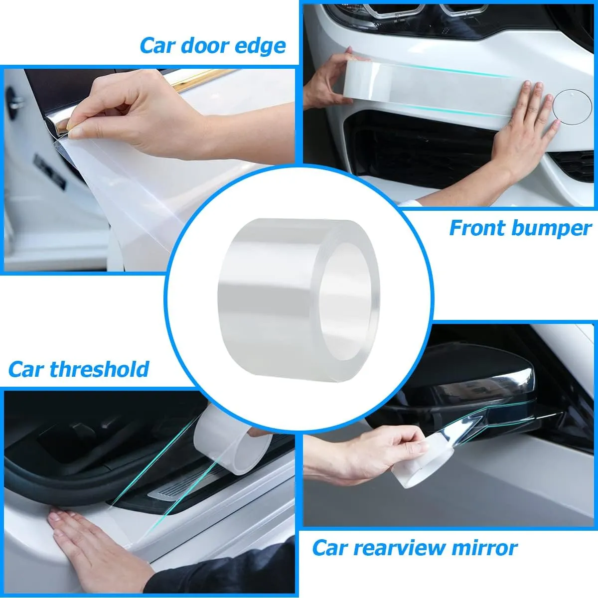 Car Door Edge Entry Guards, 5D Carbon Fiber Anti-Collision Waterproof Protector Tape, Scratch Cover Strip Sticker for Car Door Sill Rear Bumper, Automotive Exterior Accessories for Most Cars