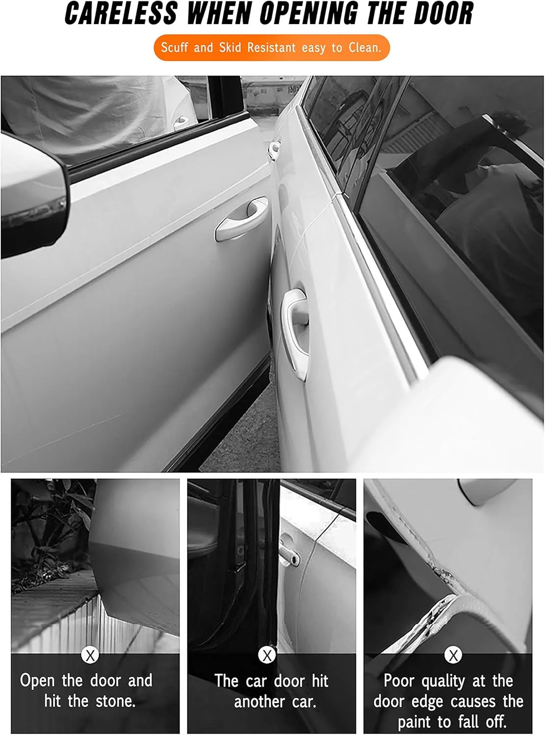 Car Door Invisible Anti-Collision Self Adhesive Seal Strip Seal Weather Strip Scratch Resistant Transparent Fit for Most Car, Protect the Car Body and Door(33Ft x 4In)