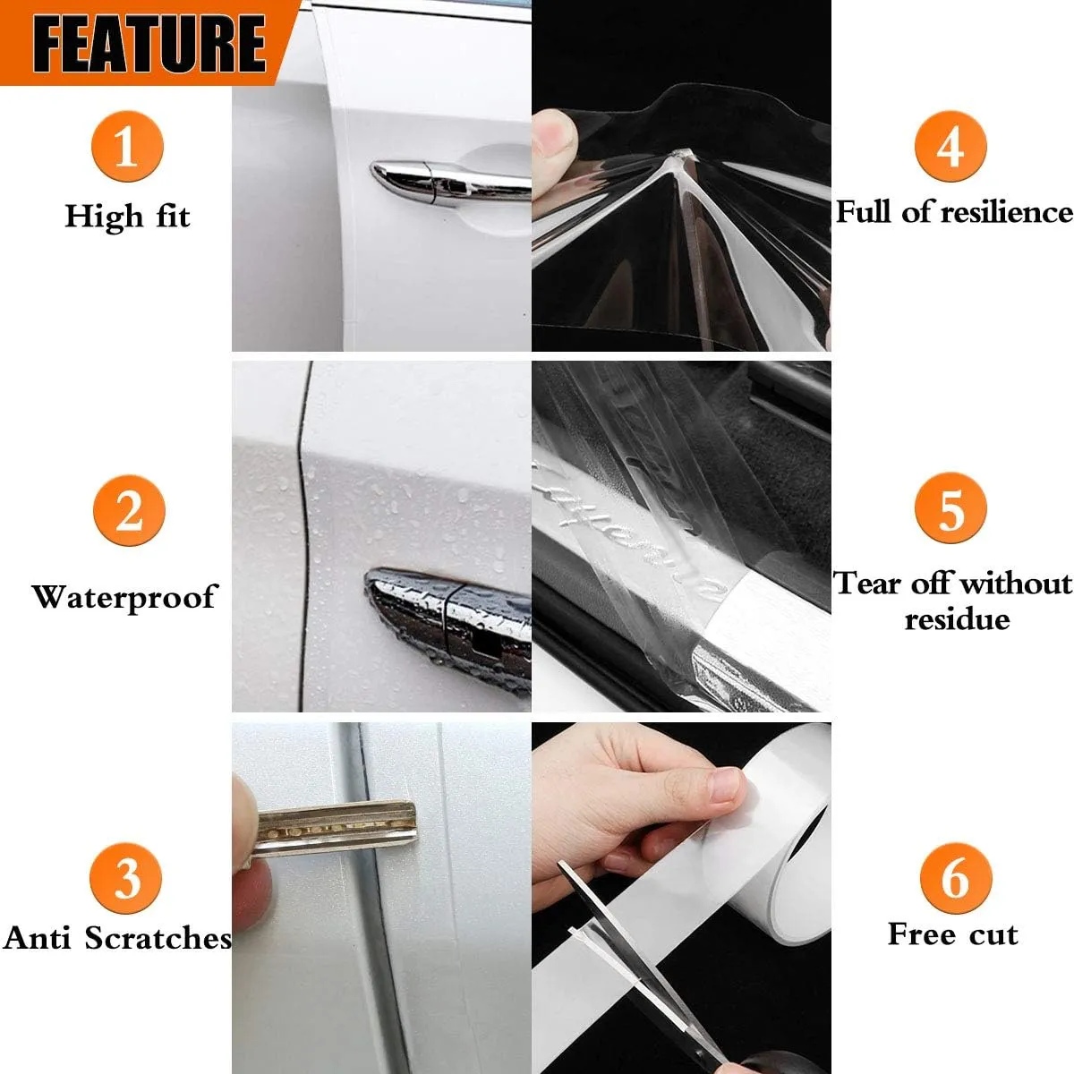 Car Door Invisible Anti-Collision Self Adhesive Seal Strip Seal Weather Strip Scratch Resistant Transparent Fit for Most Car, Protect the Car Body and Door(33Ft x 4In)