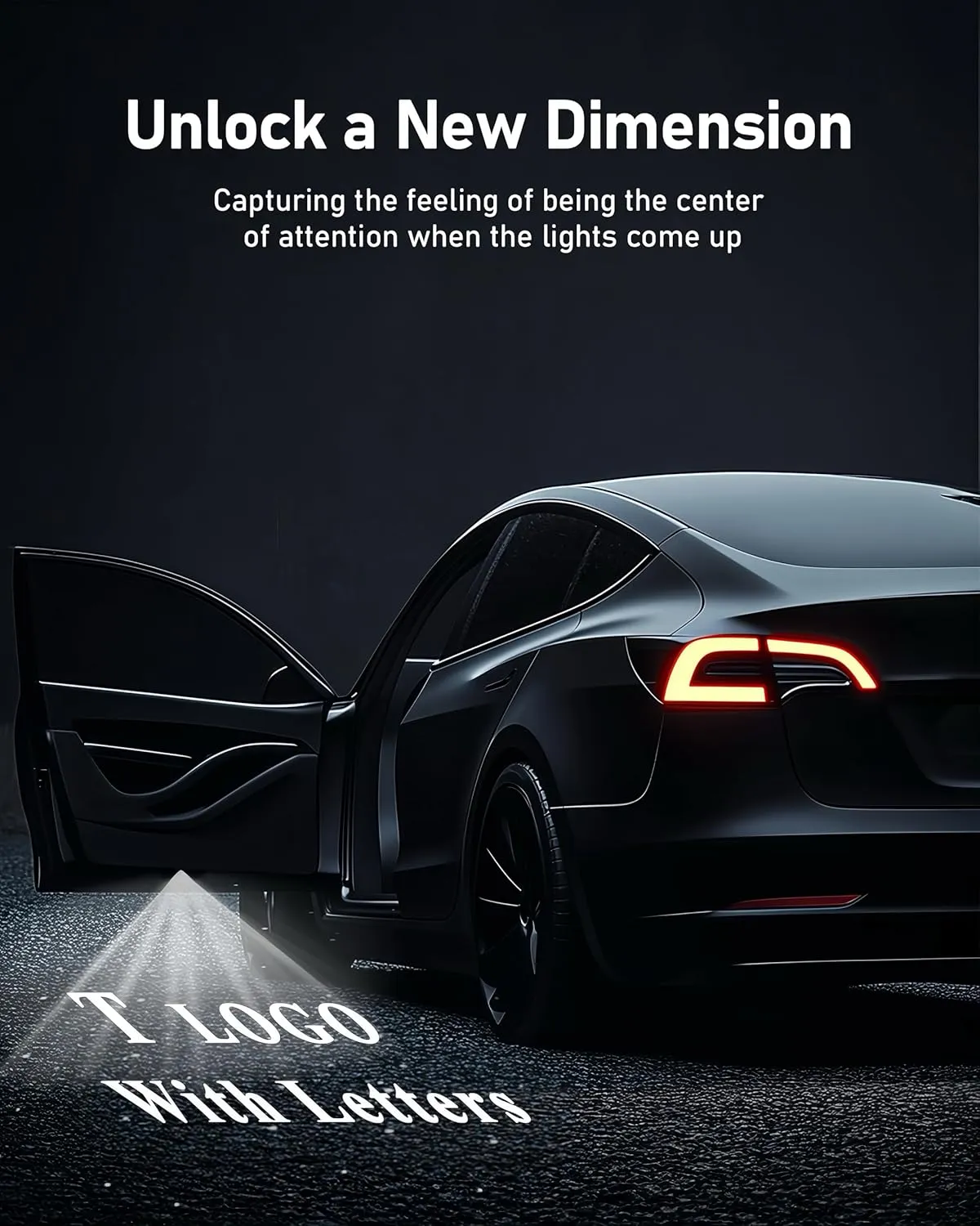 Car Door Lights Logo Projector Compatible with Tesla Accessories for Model Y 3 X S, 2025 Upgraded OEM Style Puddle Lights, Ultra-Bright HD Car Welcome Light No Fade 3D Laser Ghost Shadow Light(2 Pack)