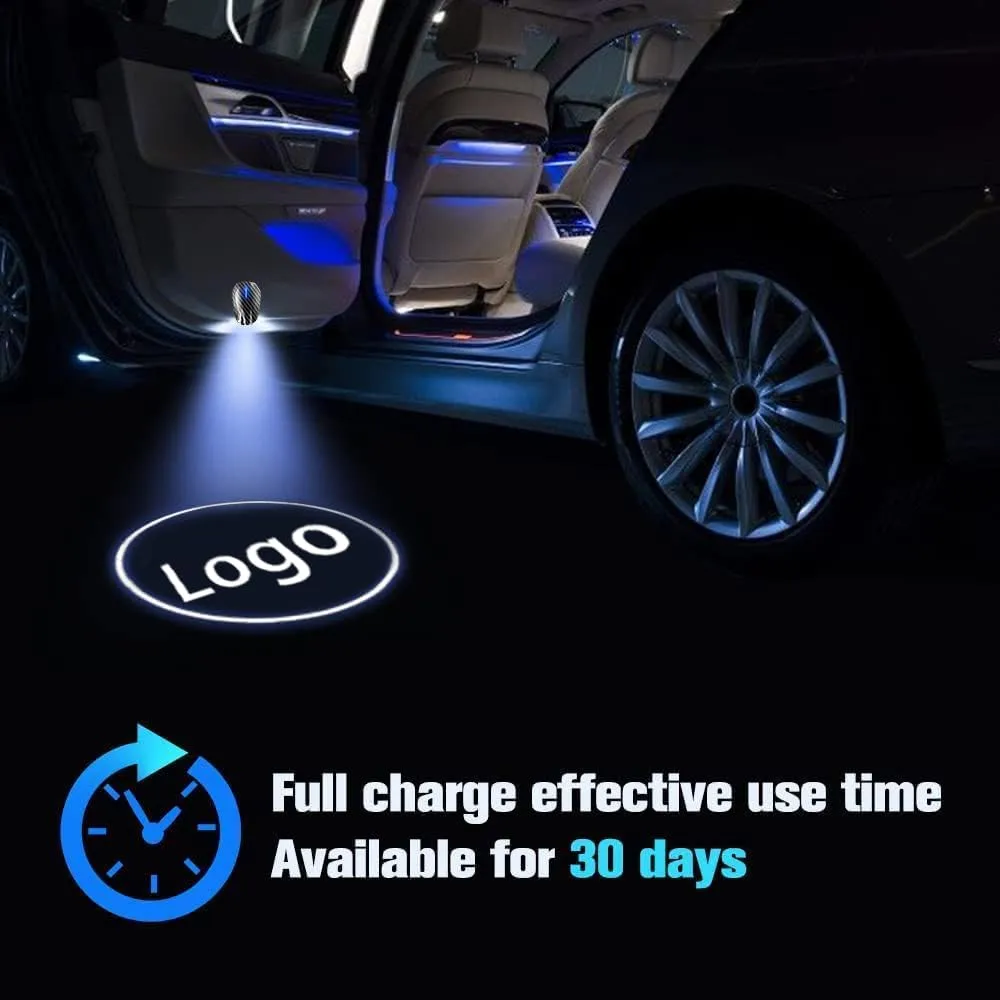 Car Door Lights,2Pcs Car Door LED Logo Projector Lights,Rechargeable Wireless Car Door Step Courtesy Welcome Lights Shadow Ghost Lights Fit for All Cars (Including 6 Pairs Logo Slides)