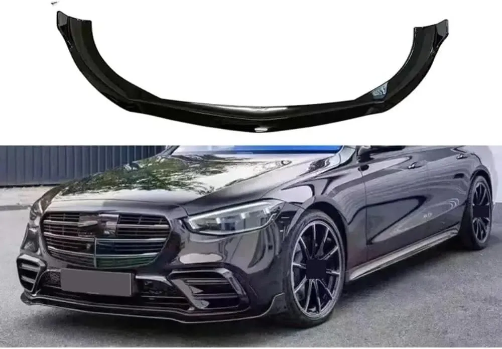 Car Front Bumper Surround Shovel Front Lip Spoiler Body Kit Compatible For Mercedes-Benz S Class W223 Modified Brabus(Bright black S400L)