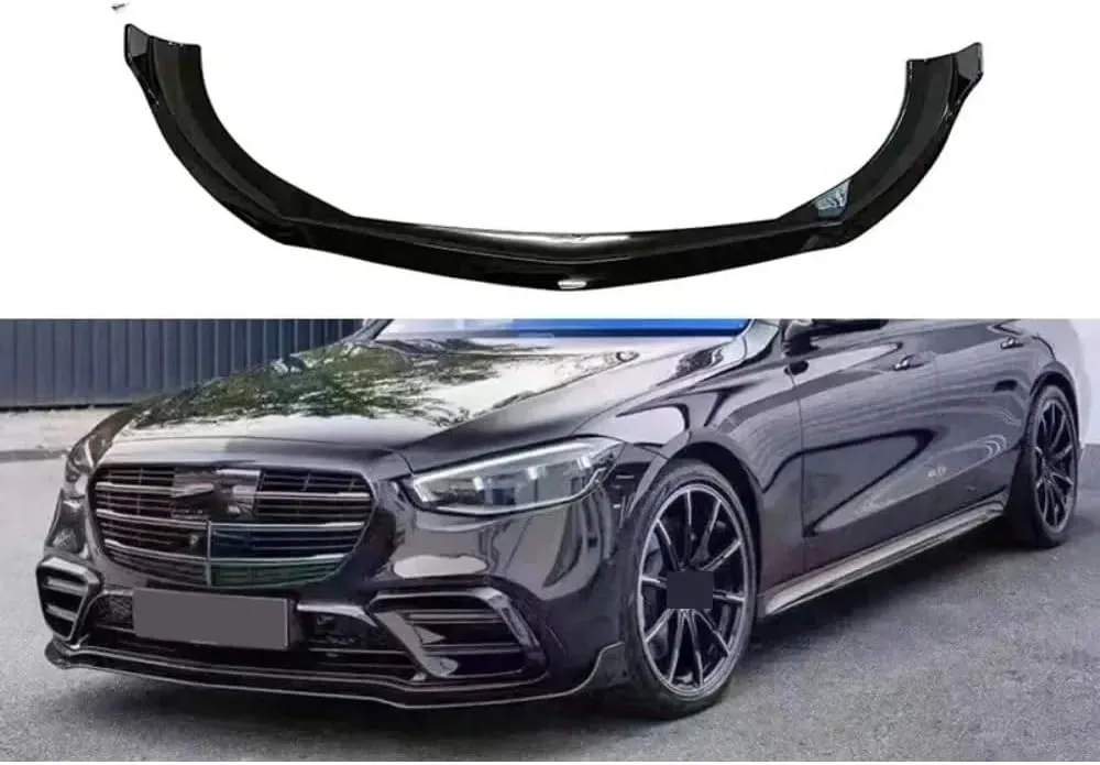 Car Front Bumper Surround Shovel Front Lip Spoiler Body Kit Compatible For Mercedes-Benz S Class W223 Modified Brabus(Bright black S400L)