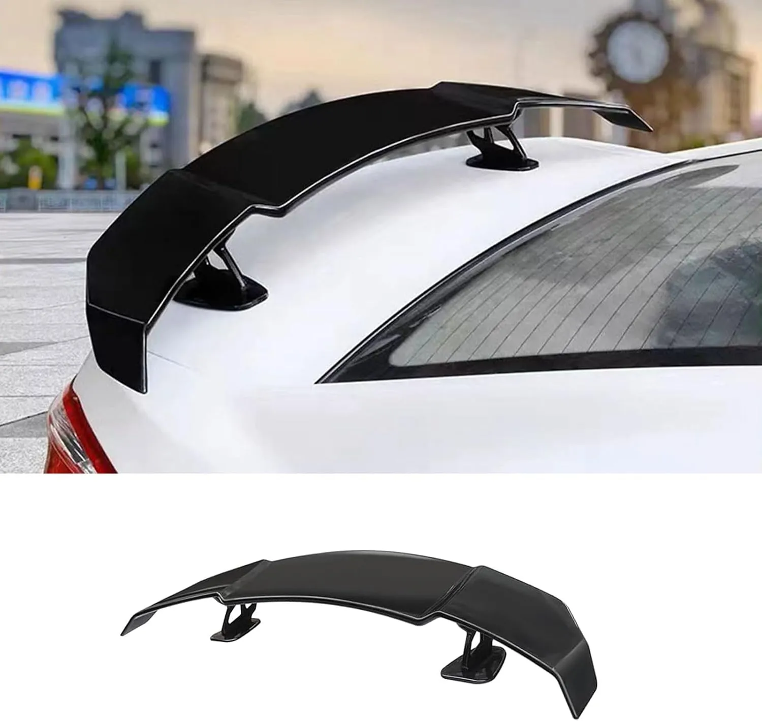 Car Spoiler for Daewoo Nexia (KLETN, Facelift 2008) 2008 2009 2010 2011 2012 2013, Rear Boot Trunk Spoiler Quick Installation Saves Fuel Consumption Car Accessories,Bright Black