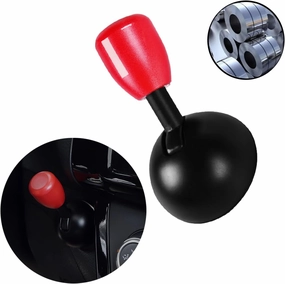 Car One-Touch Start Button with Push-to-Start Rocker Lever, Engine Start/Stop Joystick, and Full Metal Ball-bar Starter Cover for Decorative Accessories (Metal Cylinder - Red)