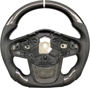 Carbon Fiber Steering Wheel Fit For Toyota GR Supra A90 A91 2019-2024 Nappa Perforated Leather D-shaped Flat-bottom Steering Wheel (White Return Marker)