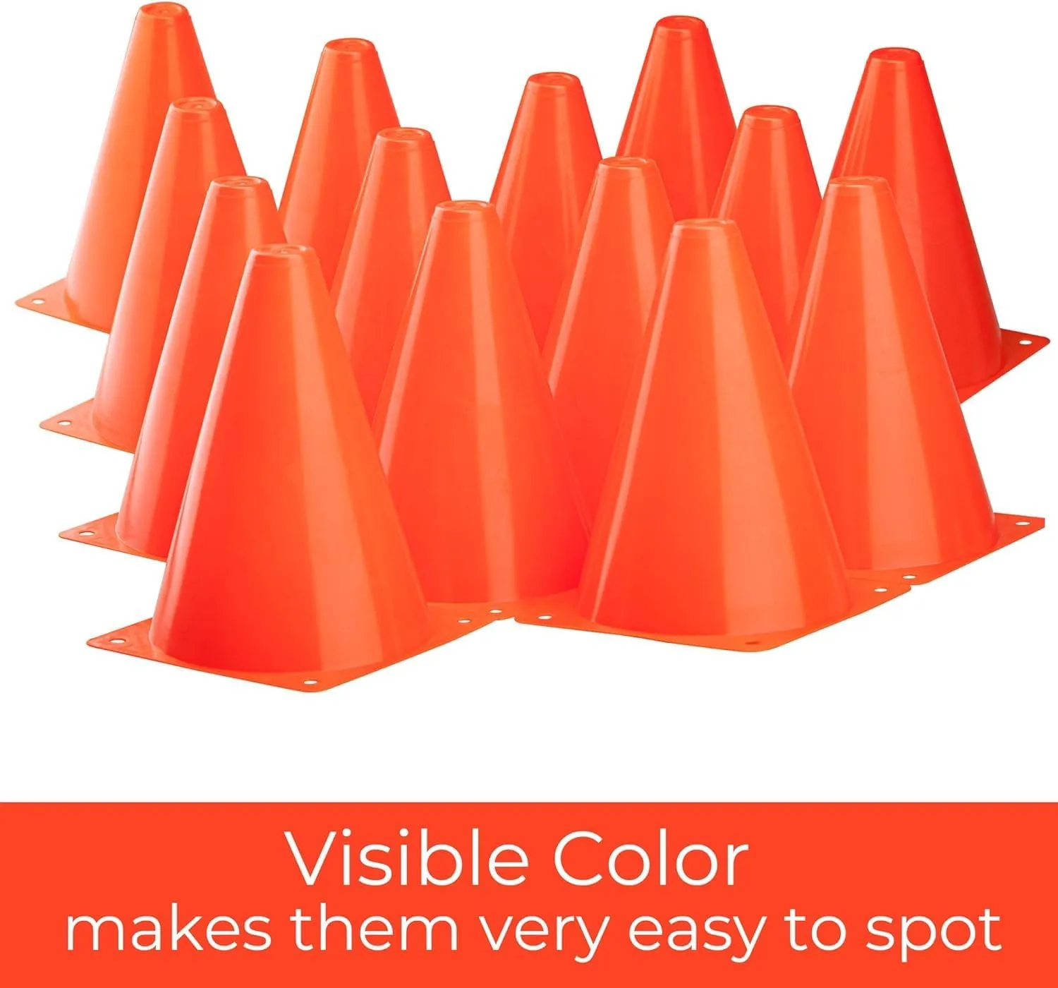 CARTMAN Plastic Training Cones (Set of 12/24 Pack 9" or 12/24 Pack 7" or 12/24 Pack Disc Cone) Agility Soccer Cones, Indoor Outdoor and Festive Events Field Marker Agility Cones