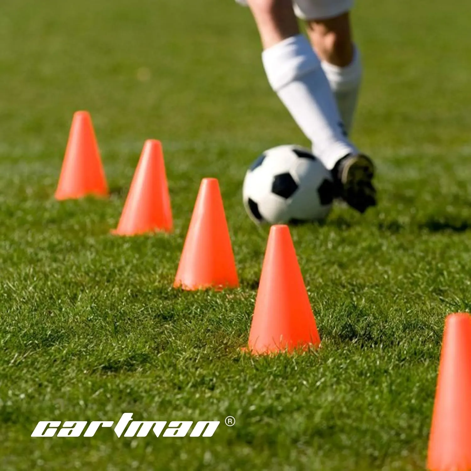CARTMAN Plastic Training Cones (Set of 12/24 Pack 9" or 12/24 Pack 7" or 12/24 Pack Disc Cone) Agility Soccer Cones, Indoor Outdoor and Festive Events Field Marker Agility Cones