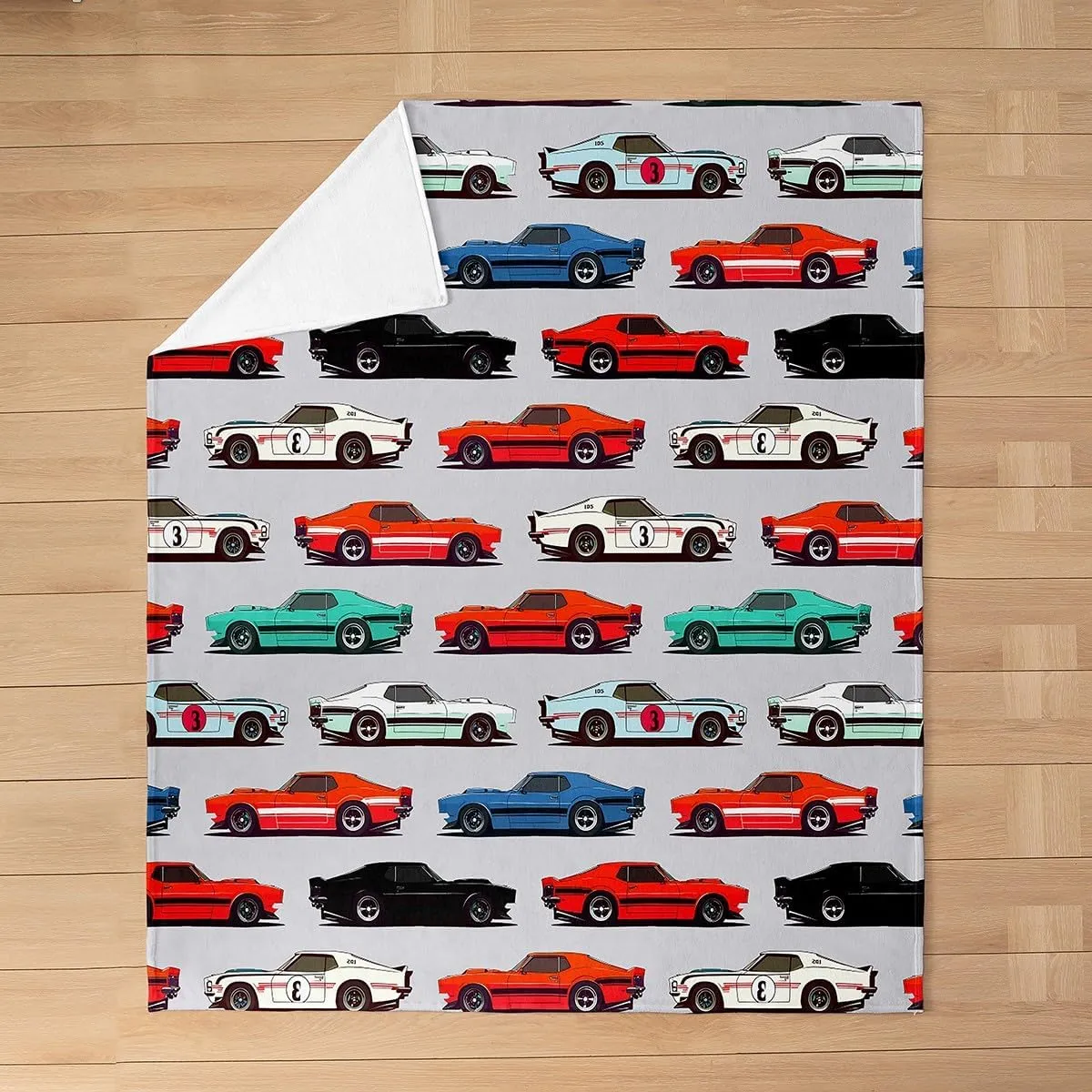 Cartoon Car Flannel Fleece Throw Blanket,Sports Car All Season Bed Blanket Fuzzy Blanket for Bed Sofa Couch,Red Race Sports Car Car Sports Competition Style Bedroom Decor Plush Blanket Twin 60"x80"
