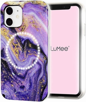 Case-Mate LuMee Halo Light Up Selfie Case for iPhone 12 Mini (5G) - Front & Rear Illumination - 5.4 Inch - Purple Marble