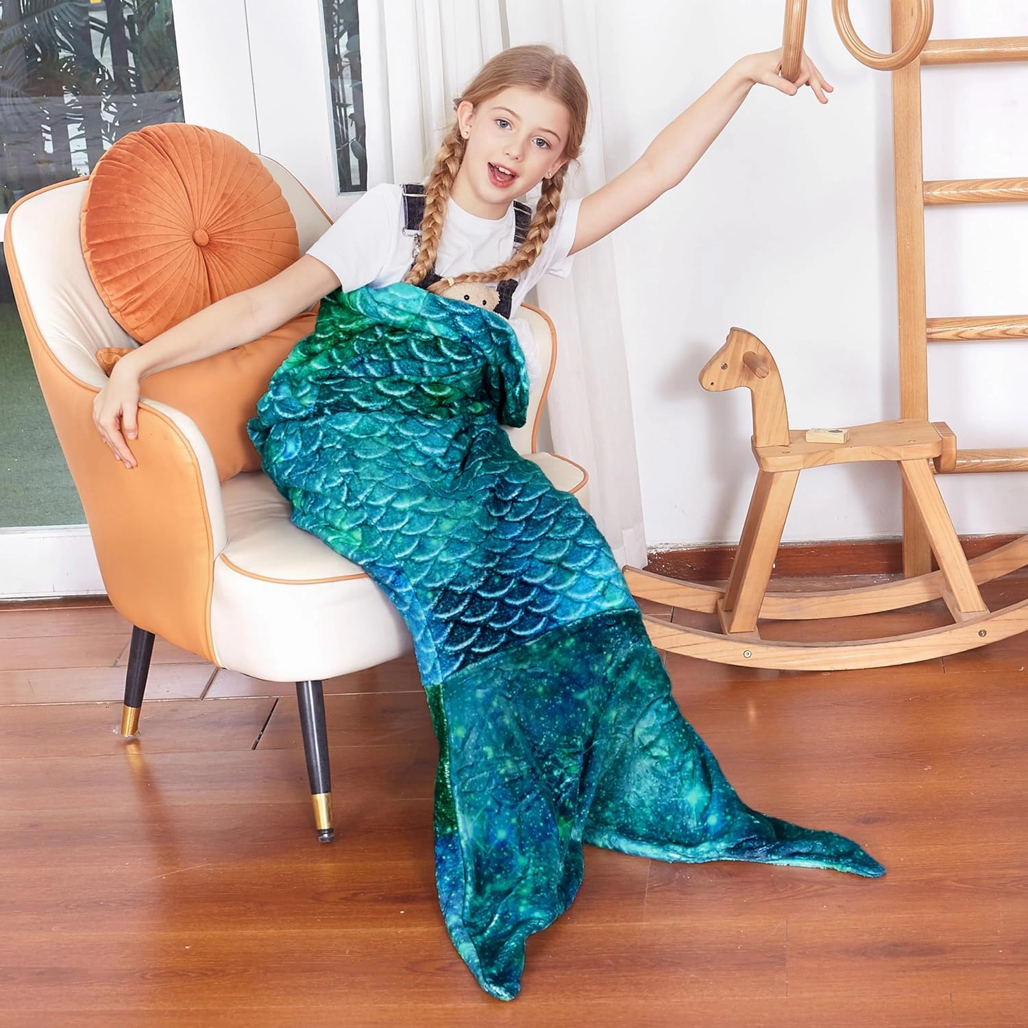 Catalonia Kids Mermaid Tail Blanket, Cozy Mermaid Sleeping Bag for Girls, Fish Scale Pattern, Mermaid Gift for Girls