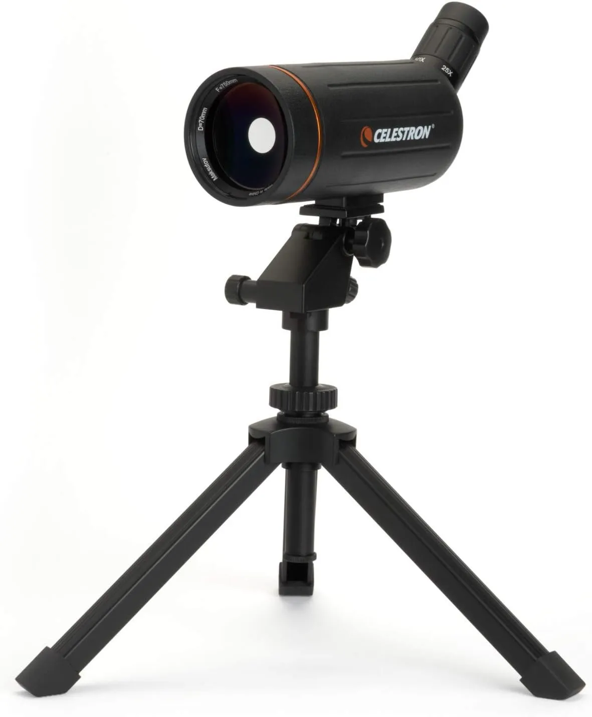 Celestron 52238 Mini Mak 70mm Angled Spotting Scope – Maksutov Spotting Scope – Great for Long Range Viewing – 25–75x Zoom Eyepiece – Multi-Coated Optics – Rubber Armored – Tabletop Tripod Included