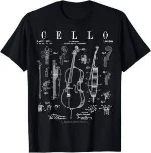 Cello Vintage Patent Cellist Drawing Print T-Shirt