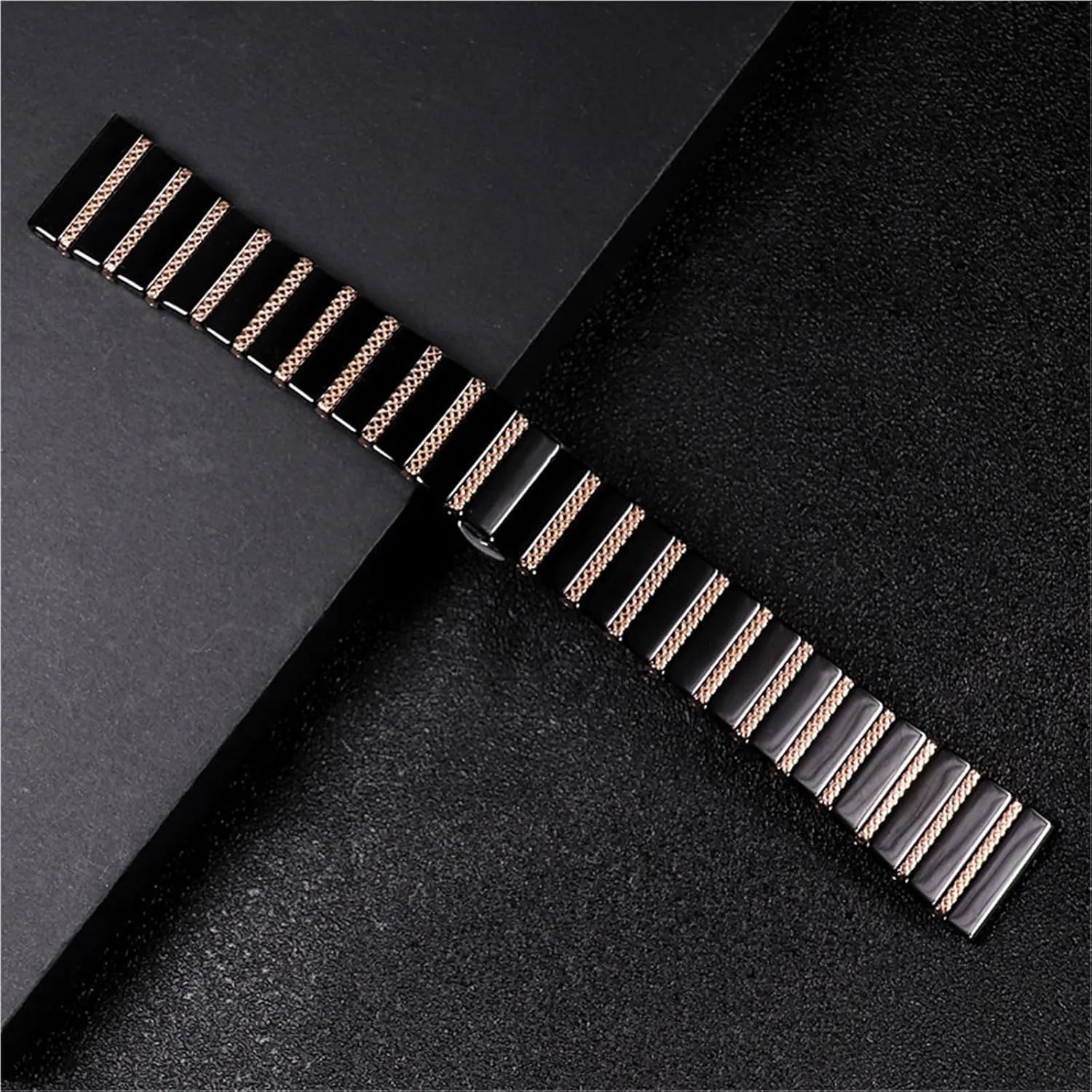 Ceramic Stainless Steel Watch Band Metal Folding Buckle Men Women Universal Replacement Wristband Suitable for Smart Watch Quartz Watch