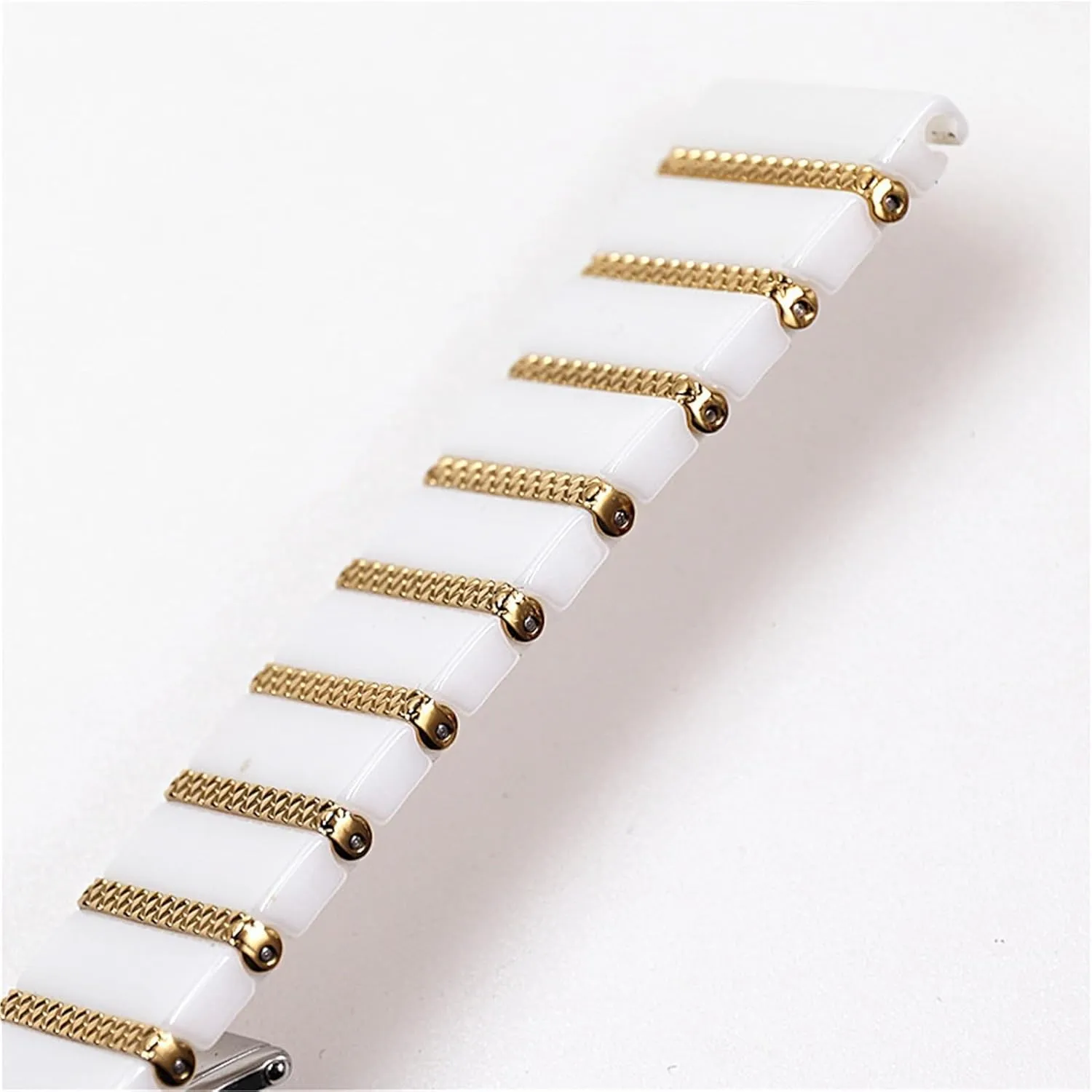 Ceramic Stainless Steel Watch Band Metal Folding Buckle Men Women Universal Replacement Wristband Suitable for Smart Watch Quartz Watch