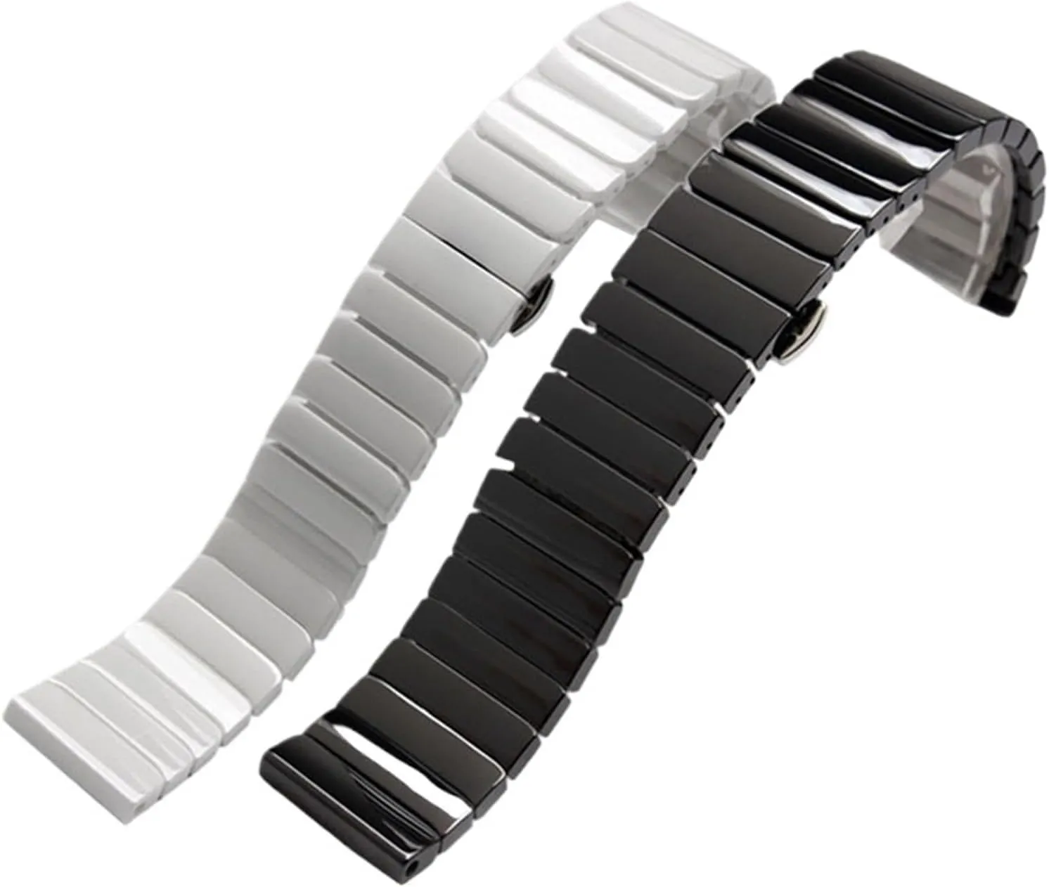 Ceramic Strap 20mm 22mm Black Ceramic Bracelet Stainless Steel Folding Clasp Quick Release Replacement Wristband Women's Men's Bracelet