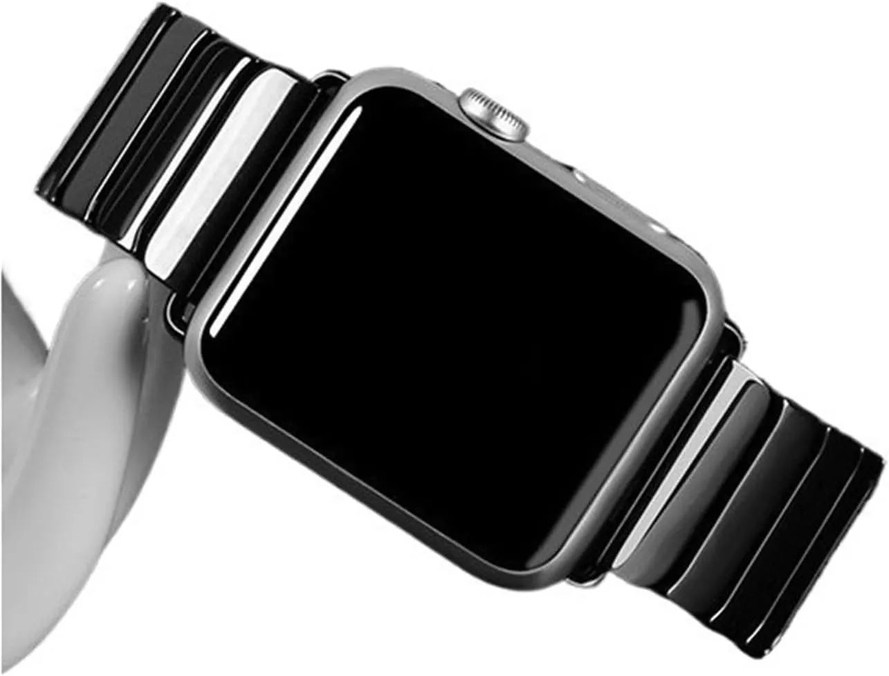 Ceramic Strap 20mm 22mm Black Ceramic Bracelet Stainless Steel Folding Clasp Quick Release Replacement Wristband Women's Men's Bracelet
