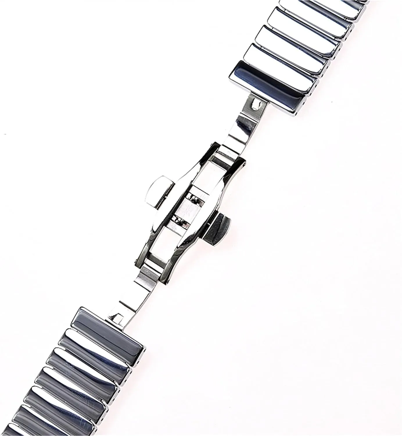 Ceramic Strap 22mm Silver Rose Gold Quick Release Strap Unisex Bracelet Folding Buckle Replacement Wristband Suitable for Traditional Smart Watches