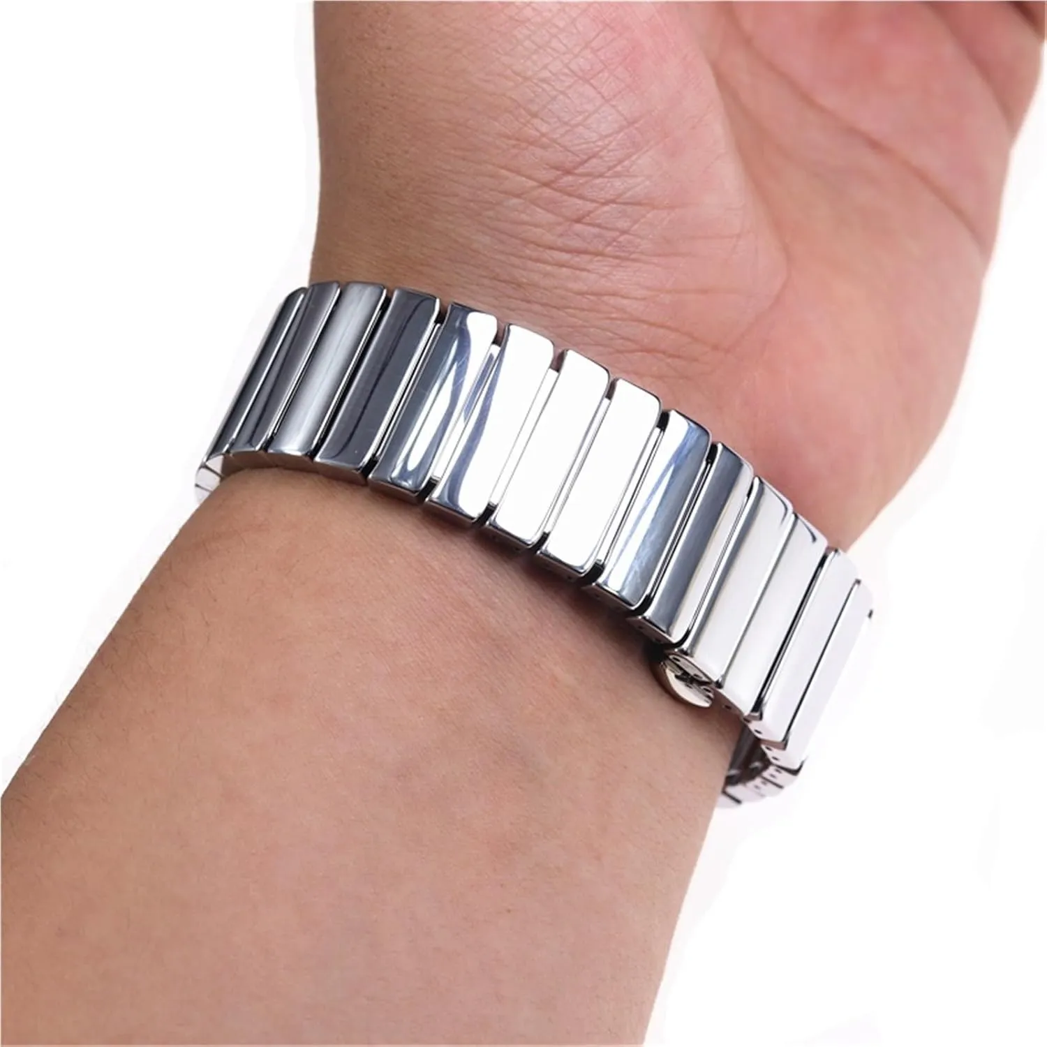 Ceramic Strap 22mm Silver Rose Gold Quick Release Strap Unisex Bracelet Folding Buckle Replacement Wristband Suitable for Traditional Smart Watches