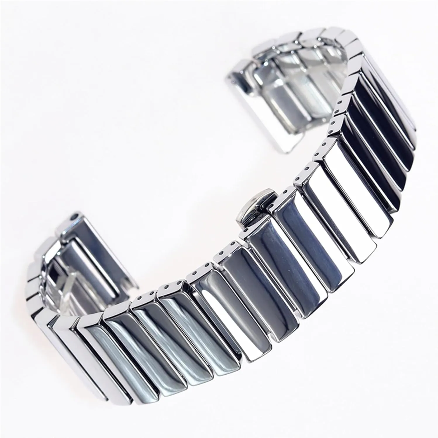 Ceramic Strap 22mm Silver Rose Gold Quick Release Strap Unisex Bracelet Folding Buckle Replacement Wristband Suitable for Traditional Smart Watches