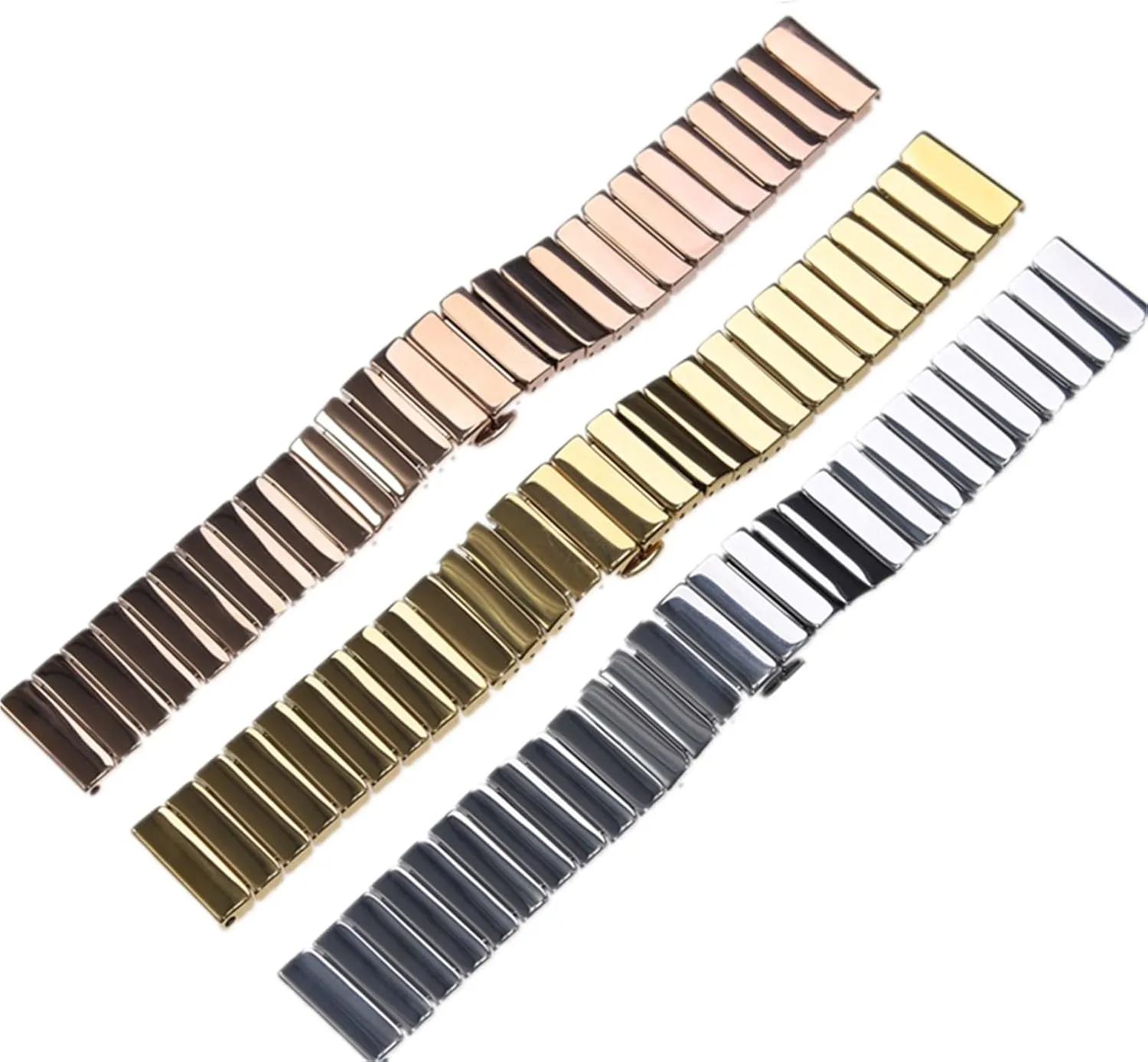 Ceramic Strap 22mm Silver Rose Gold Quick Release Strap Unisex Bracelet Folding Buckle Replacement Wristband Suitable for Traditional Smart Watches